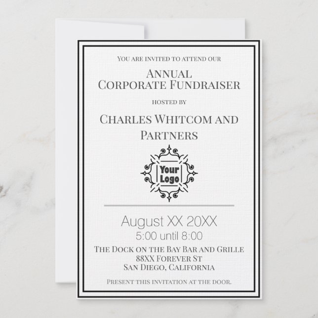 Invitation Black & White Custom Logo Company Event (Devant)