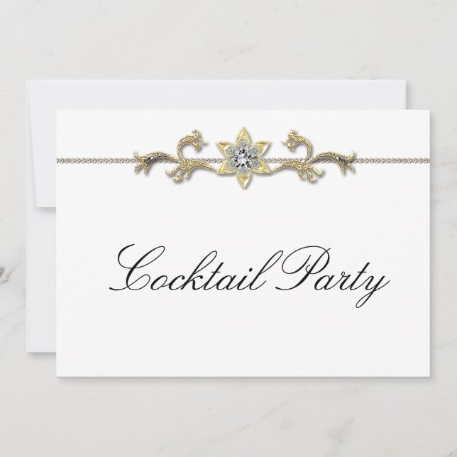 Invitation Black White Diamond Black White Cocktail Party (Devant)