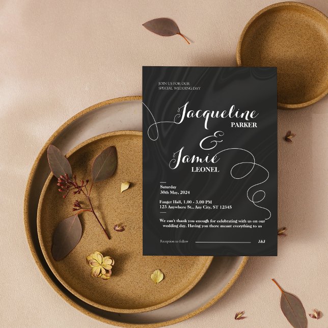 Invitation Black & White Elegant Minimalist Wedding  (Black & White Elegant Minimalist Wedding Invitation)