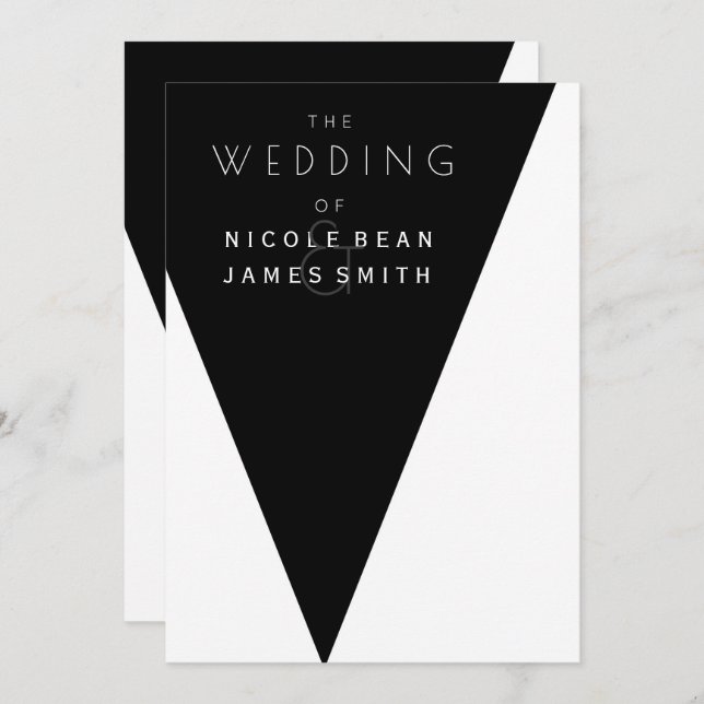 Invitation Black & White Elegant Modern Mariage Event (Devant / Derrière)