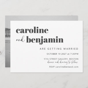 Invitation Black White Elegant Moderne Chic Photo Mariage
