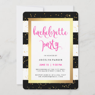 Invitation Black White et Faux Gold