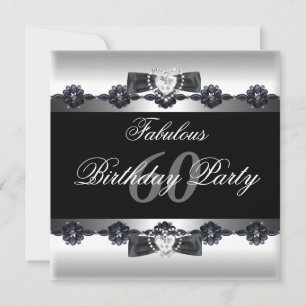 Invitation Black White Fabuleux 60 60e fête d'anniversaire