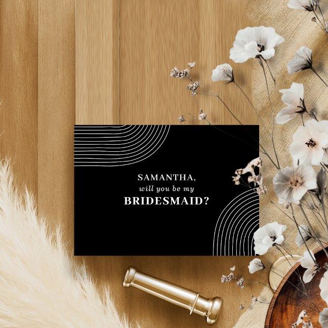 Invitation Black White Geometry Line Art Soyez ma servante (Créateur téléchargé)