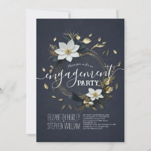 Invitation Black White & Gold Floral Mariage