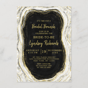 Invitation Black White & Gold Geode Bridal Brunch Douche