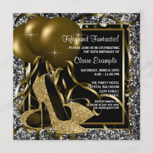Invitation Black White Gold High Heights Fête d'anniversaire