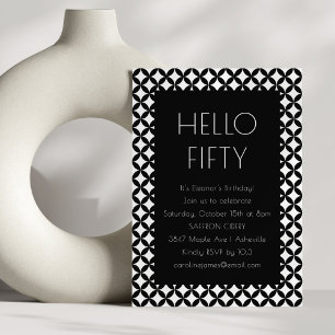 Invitation Black White Mid Century Moderne 50e fête d'anniver