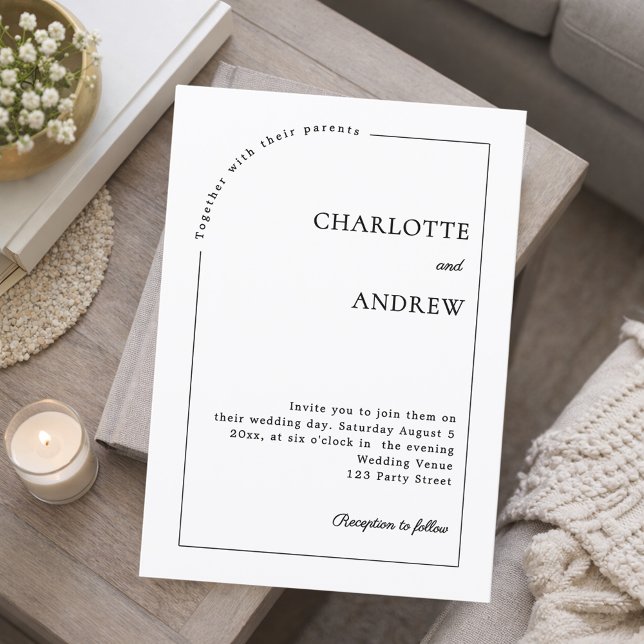 Invitation Black white modern minimalist wedding (Créateur téléchargé)