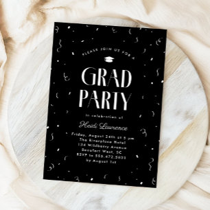 Invitation Black + White Modern Typography Graduation Party