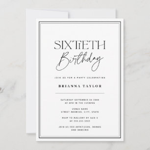 Invitation Black & White moderne 60e anniversaire