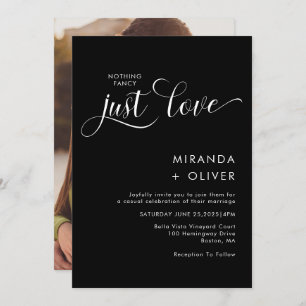 Invitation Black White Nothing Fancy Just Love Photo Mariage