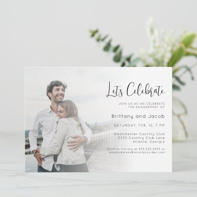 Invitation Black White Photo Mariage (Debout devant)