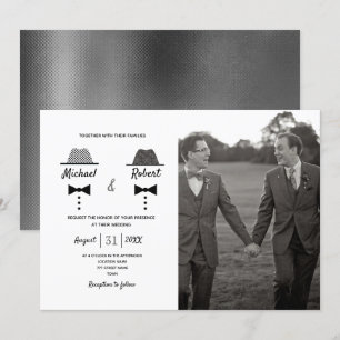 Invitation Black White Photo Mariage Gay