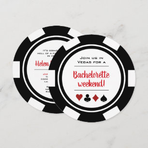 Invitation Black White Poker Chip Casino Bachelorette Party