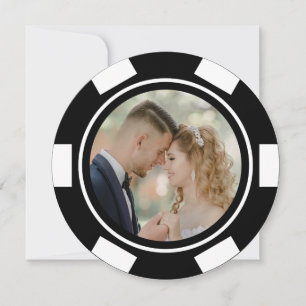 Invitation Black White Poker Chip Mariage Elopement Party