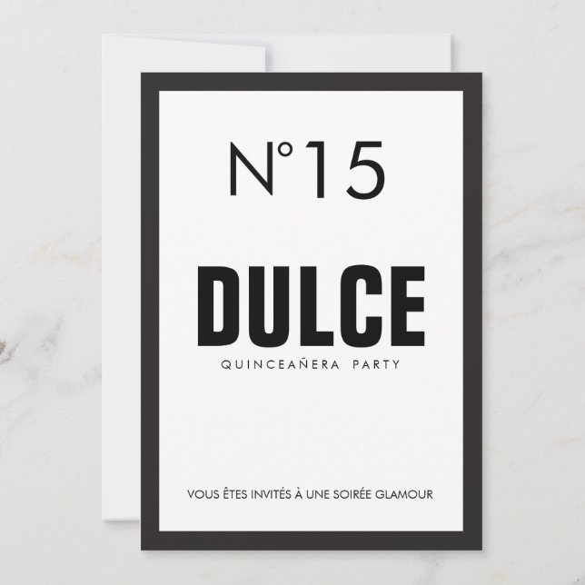 Invitation Black & White QUINCEAÑERA 15 Anniversaire (Dos)