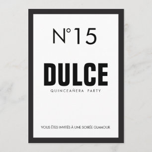 Invitation Black & White QUINCEAÑERA 15 Anniversaire