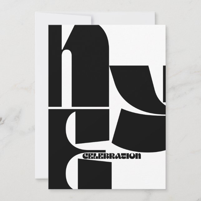 Invitation Black & White Retro New Year's Party (Devant)