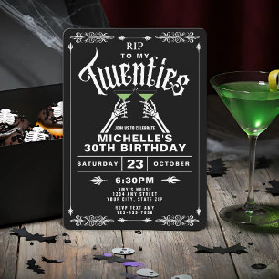 Invitation Black & White RIP To My Twenties 30th Birthday