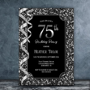 Invitation Black White Sequins 75e anniversaire