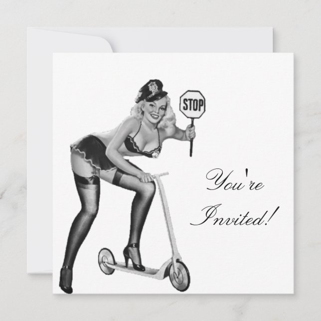 Invitation Black & White Style Pin-Up Girl 1 (Devant)