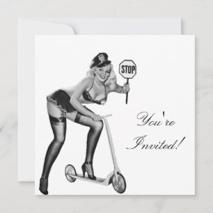 Invitation Black & White Style Pin-Up Girl 1