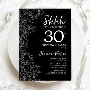 Invitation Black White Surprise 30e anniversaire