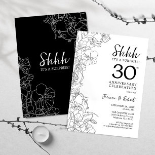 Invitation Black White Surprise 30e anniversaire