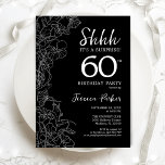 Invitation Black White Surprise 60e anniversaire<br><div class="desc">Black White Surprise 60e anniversaire Invitation. Le minimaliste design féminin moderne présente des accents botaniques et des caractères typographiques. Carte invitation florale simple parfaite pour une célébration anniversaire surprise femme élégante. Invitations Zazzle imprimées ou téléchargement instantané modèle imprimable numérique.</div>