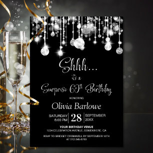 Invitation Black White Surprise 60e fête d'anniversaire