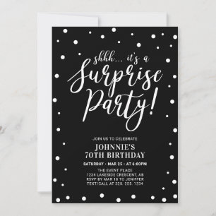 Invitation Black & White   Surprise Party d'anniversaire pour