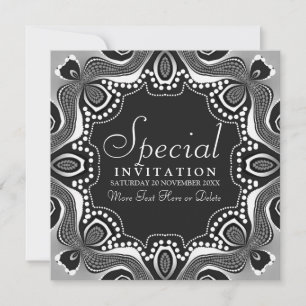 Invitation Black White Tribal Goddess Art Party