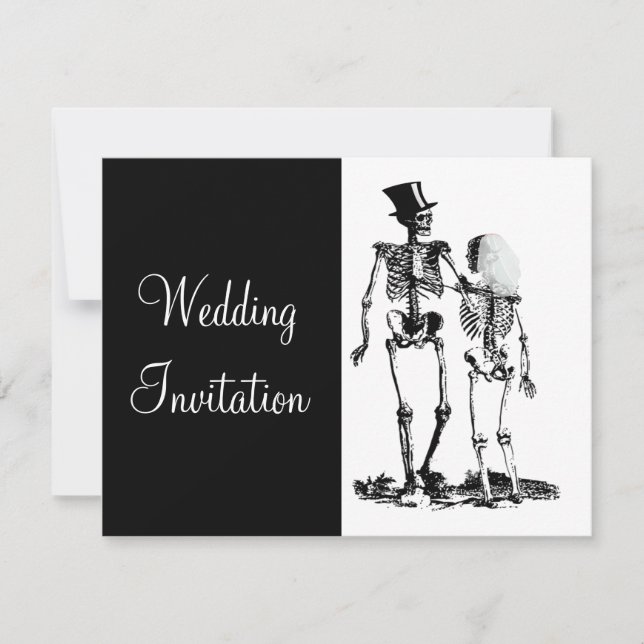 Invitation Black White Vintage Skeleton Goth Wedding Invitati (Devant)