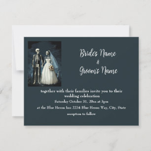 Invitation Black White Vintage Skeleton Goth Wedding Invitati