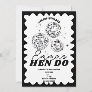 Invitation Black White Wavy Bachelorette Party Hen Itinéraire