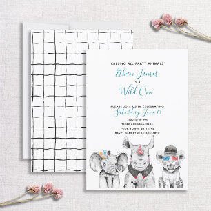 Invitation Black White Wild One Boy's First Birthday Party