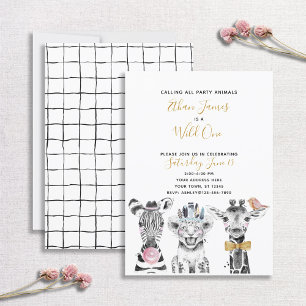 Invitation Black White Wild One Child's First Birthday Party