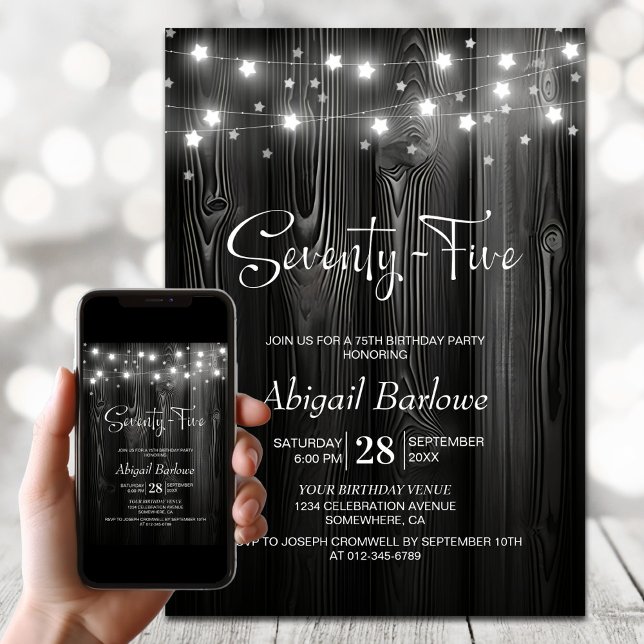 Invitation Black Wood 75e fête d'anniversaire (Créateur téléchargé)