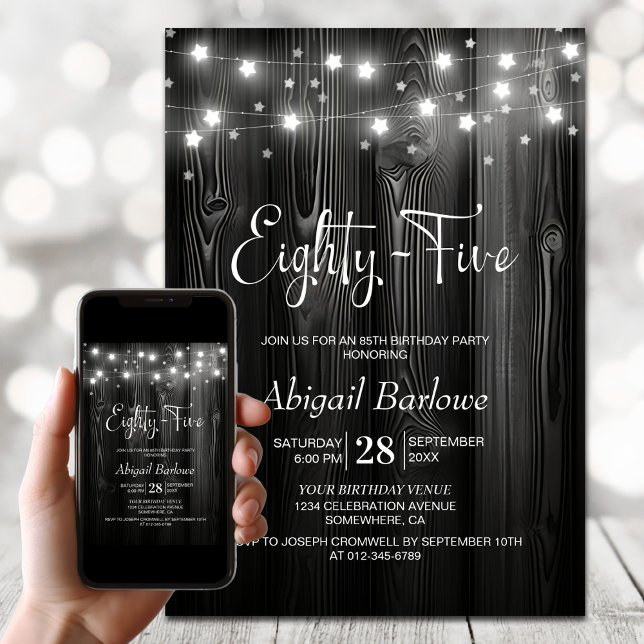 Invitation Black Wood 85e fête d'anniversaire (Créateur téléchargé)