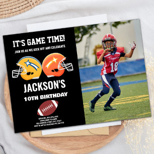 Invitation Black Yellow Orange Photo Football Anniversaire