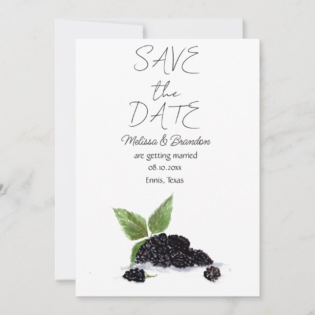 Invitation Blackberries Fruits Berry Mariage rustique (Devant)