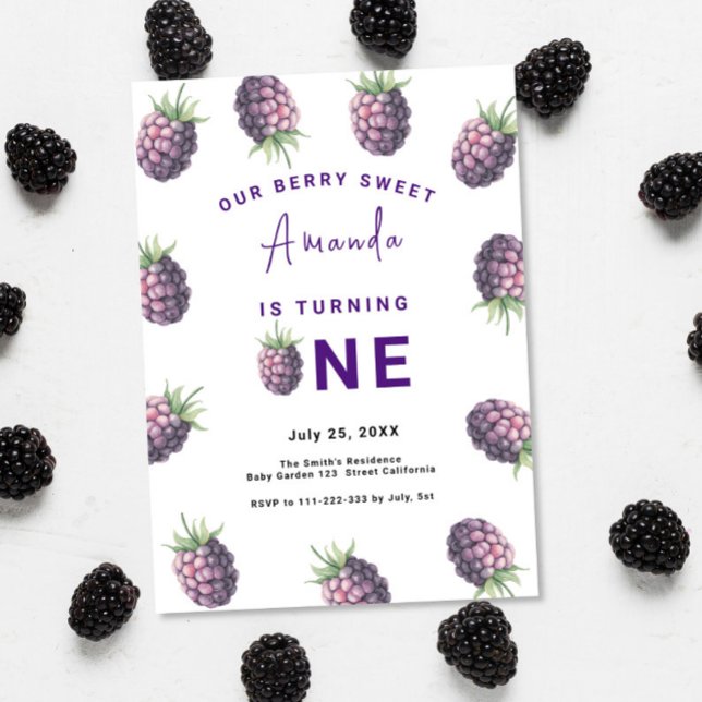 Invitation Blackberry 1er anniversaire | Berry First (Créateur téléchargé)