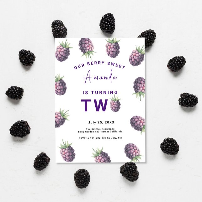 Invitation Blackberry 2e fête d'anniversaire | Berry First (Créateur téléchargé)
