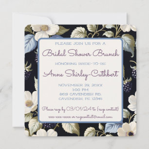 Invitation Blackberry Blooms Fête des mariées Garden Party