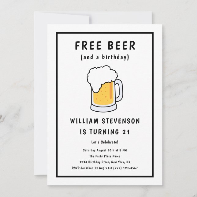 Invitation Blague de bière gratuite drôle pour un homme simpl (Devant)