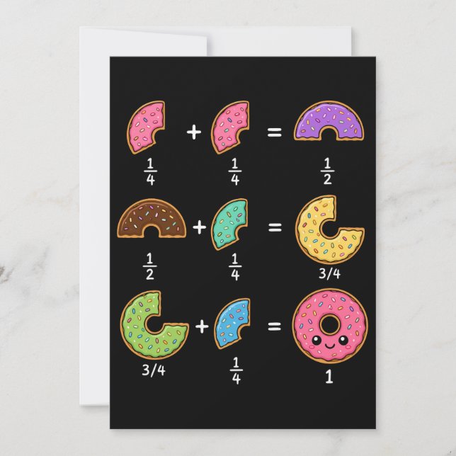 Invitation Blagues de maths sur les fractions de beignets (Devant)