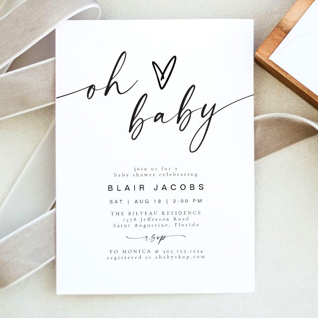 Invitation BLAIR Moderne Minimal Boho Oh Baby shower (Créateur téléchargé)
