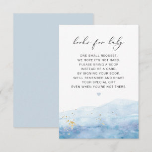 Invitation BLAKELY Dusty Blue Watercolor Livres pour Baby Car