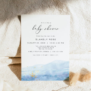 Invitation BLAKELY Ocean Blue Watercolor Baby shower or